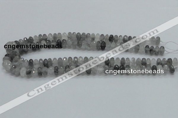 CCQ74 15.5 inches 7*10mm faceted rondelle cloudy quartz beads wholesale