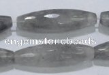 CCQ96 15.5 inches 12*40mm faceted rice cloudy quartz beads wholesale