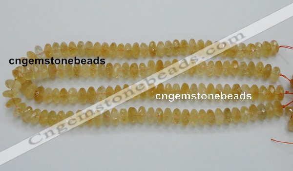CCR10 15.5 inches 6*12mm faceted rondelle natural citrine gemstone beads