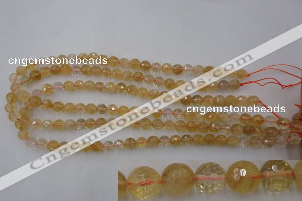CCR153 15.5 inches 8mm faceted round natural citrine gemstone beads