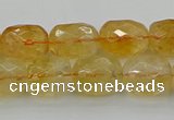 CCR180 15.5 inches 11*14mm faceted drum citrine gemstone beads