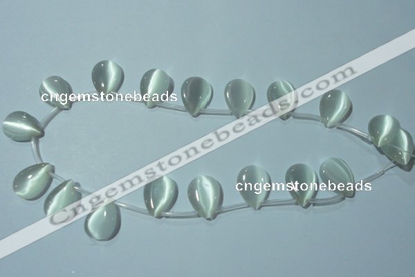 CCT1020 Top-drilled 13*18mm flat teardrop cats eye beads wholesale