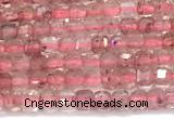 CCU1327 15 inches 2.5mm faceted cube strawberry quartz beads