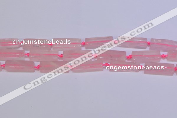CCU603 15.5 inches 8*20mm - 10*30mm cuboid rose quartz beads