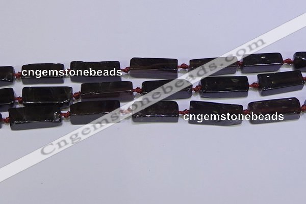 CCU607 15.5 inches 8*20mm - 10*30mm cuboid smoky quartz beads