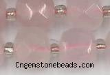 CCU773 15 inches 10*10mm faceted cube rose quartz beads