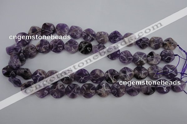 CDA37 15.5 inches 16mm wavy coin dogtooth amethyst beads