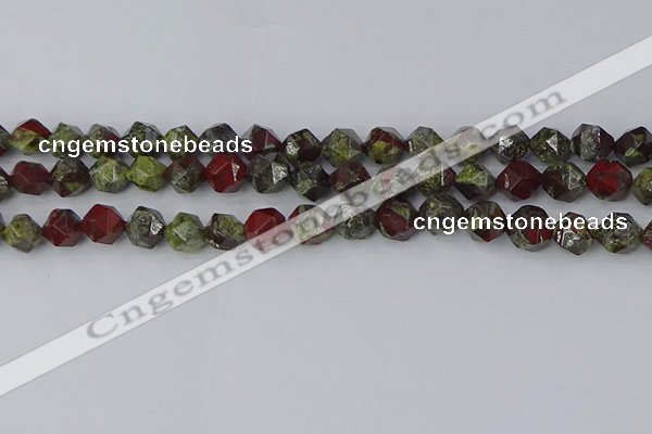 CDB337 15.5 inches 8mm faceted nuggets dragon blood jasper beads