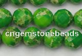 CDE2192 15.5 inches 10mm faceted round dyed sea sediment jasper beads