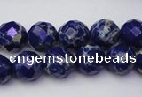 CDE2213 15.5 inches 12mm faceted round dyed sea sediment jasper beads