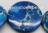 CDE312 15.5 inches 55mm flat round dyed sea sediment jasper beads