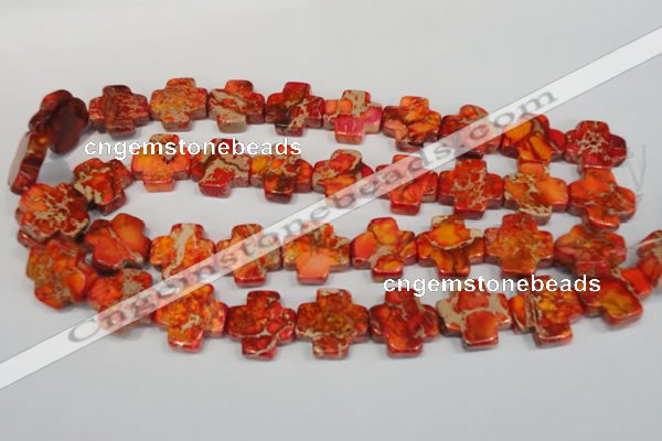 CDE563 15.5 inches 20*20mm cross dyed sea sediment jasper beads