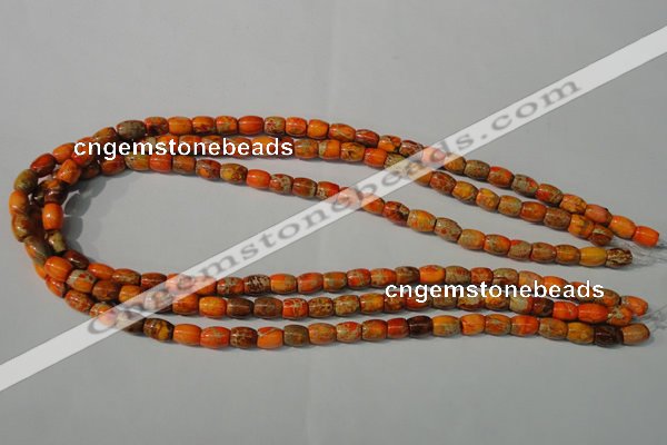 CDE740 15.5 inches 5*8mm drum dyed sea sediment jasper beads