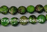 CDE936 15.5 inches 10mm flat round dyed sea sediment jasper beads