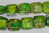 CDI121 15.5 inches 14*14mm square dyed imperial jasper beads