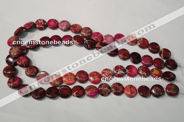 CDI786 15.5 inches 14mm flat round dyed imperial jasper beads