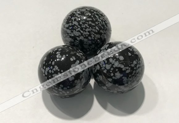 CDN1061 30mm round snowflake obsidian decorations wholesale