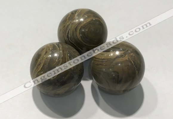 CDN1134 30mm round coffee wood jasper decorations wholesale