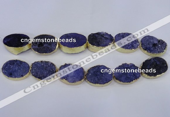 CDQ502 20*30mm - 22*30mm oval druzy quartz beads wholesale