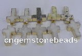 CDQ526 28*45mm - 30*47mm cross druzy quartz beads wholesale