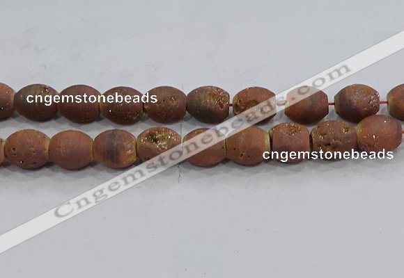 CDQ637 8 inches 12*14mm rice druzy quartz beads wholesale