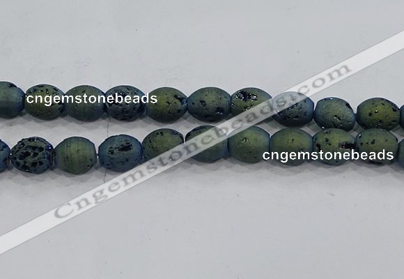 CDQ640 8 inches 12*14mm rice druzy quartz beads wholesale