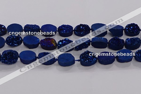 CDQ716 8 inches 13*18mm oval druzy quartz beads wholesale