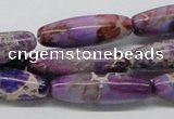 CDT33 15.5 inches 10*30mm rice dyed aqua terra jasper beads