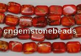 CDT551 15.5 inches 8*10mm rectangle dyed aqua terra jasper beads