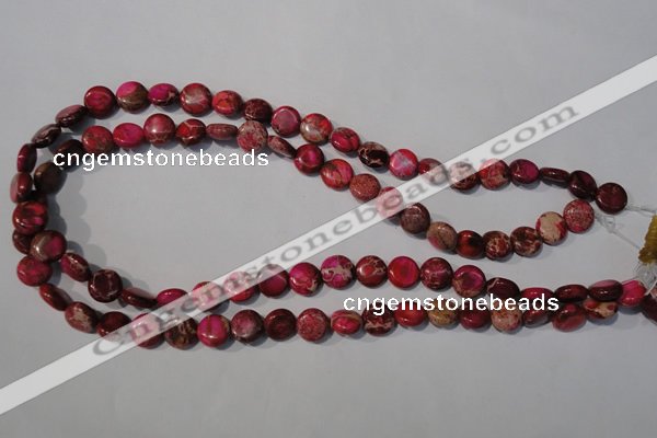 CDT785 15.5 inches 10mm flat round dyed aqua terra jasper beads