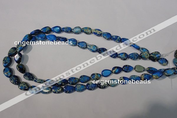 CDT915 15.5 inches 9*13mm flat teardrop dyed aqua terra jasper beads