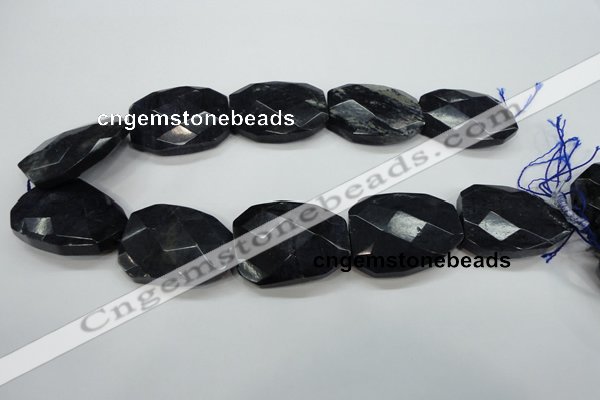 CDU10 32*40mm twisted & faceted rectangle natural blue dumortierite beads