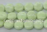 CEJ150 15.5 inches 12mm flat round Australia lemon jade beads