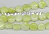 CEJ55 15.5 inches 8mm flat round lemon jade gemstone beads wholesale