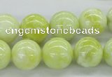 CEJ64 15.5 inches 14mm round lemon jade gemstone beads wholesale