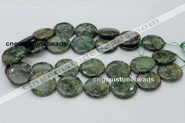 CEM04 15.5 inches 30mm flat round emerald gemstone beads wholesale