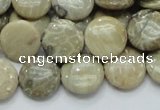CFA07 15.5 inches 15mm flat round chrysanthemum agate gemstone beads