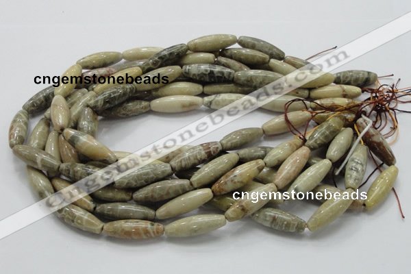 CFA24 15.5 inches 10*30mm rice chrysanthemum agate gemstone beads