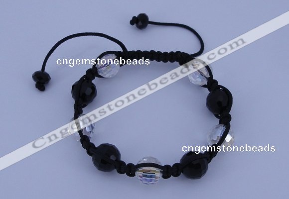 CFB528 12mm faceted round crystal beads adjustable bracelet wholesale