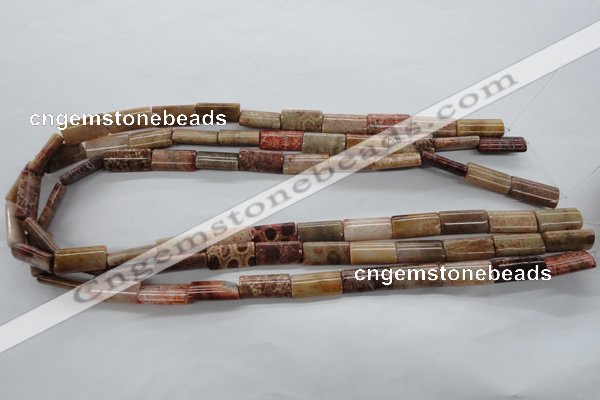 CFC100 15.5 inches 8*16mm flat tube fossil coral beads wholesale