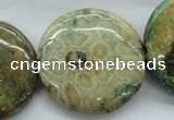 CFC126 15.5 inches 30mm flat round fossil coral beads wholesale