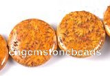 CFC26 25mm coin 15.5 inches fossil coral  beads Wholesale