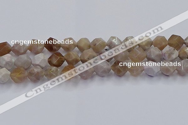 CFC303 15.5 inches 12mm faceted nuggets coral jade beads
