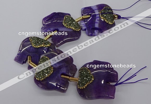 CFG1219 7.5 inches 45*50mm elephant agate gemstone beads wholesale