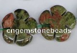 CFG221 15.5 inches 24mm carved flower unakite gemstone beads