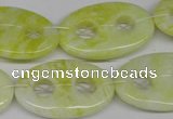 CFG308 15.5 inches 20*30mm carved oval lemon jade gemstone beads