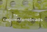 CFG336 15.5 inches 20*30mm carved rectangle lemon jade beads