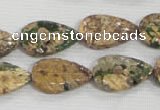 CFG824 12.5 inches 15*20mm carved leaf ocean stone beads wholesale