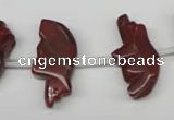 CFG857 Top-drilled 12*24mm carved animal red jasper beads
