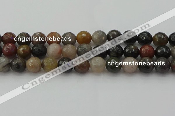 CFJ215 15.5 inches 14mm faceted round fancy jasper beads wholesale